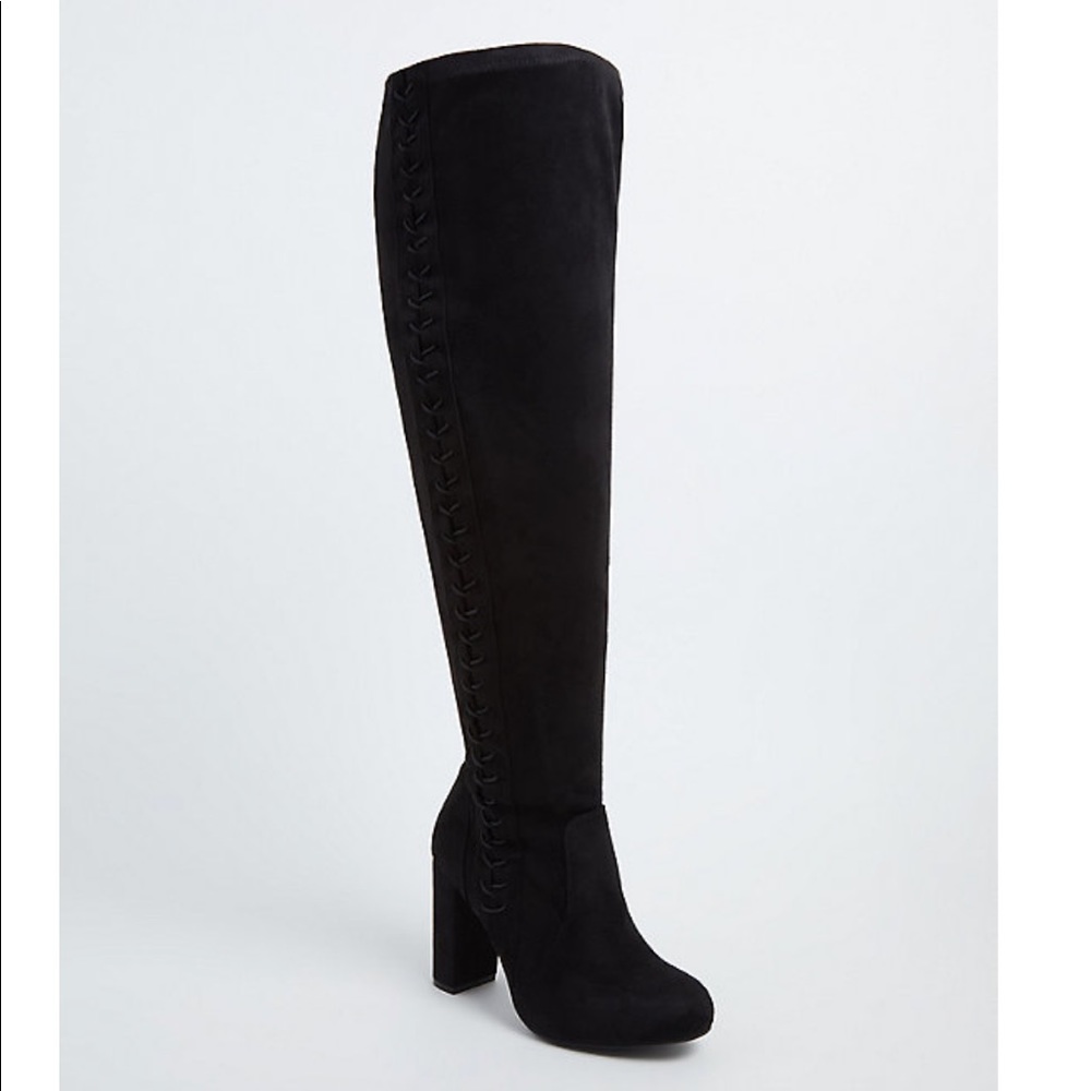 Torrid over the knee black faux  boots (WIDE)